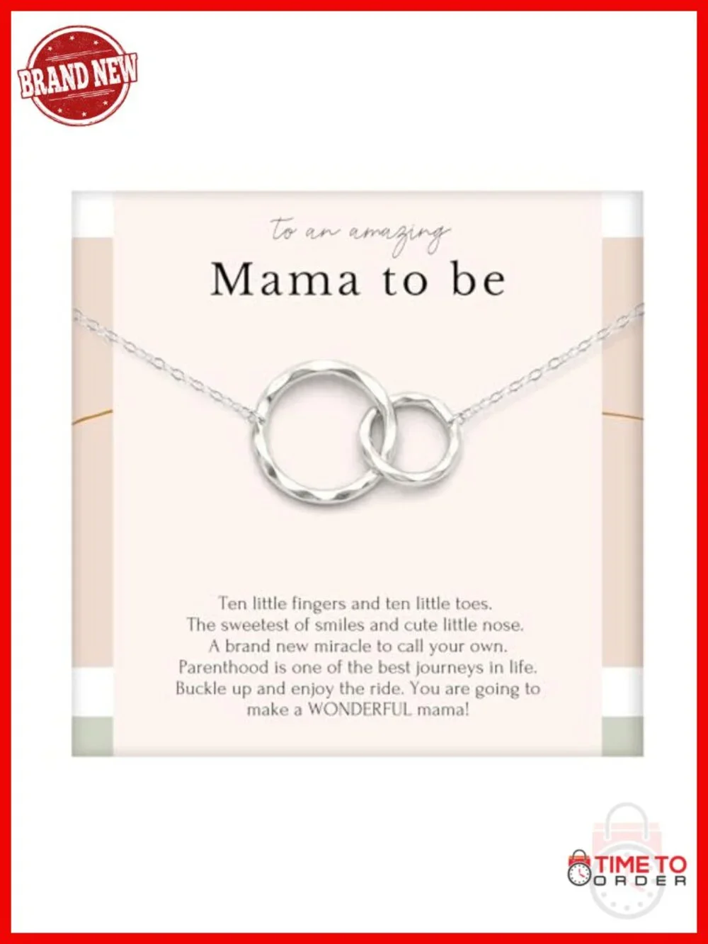 Sterling Silver Double Circle Mom to Be Necklace - Gift for Expecting Mom of
